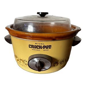 Vintage Rival 3350‎ Crock Pot Slow Cook 5-Qt Removable Vessel + Plastic Lid